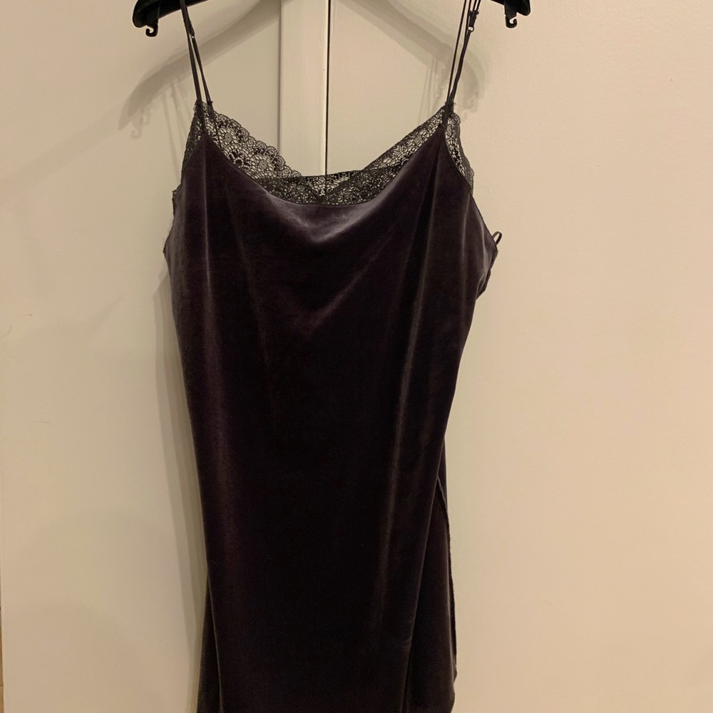 Velvet dark purple mini dress from free people